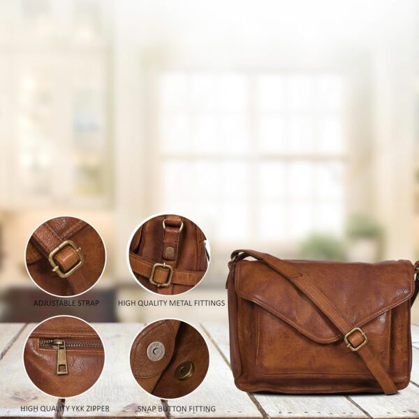 81T48w5L52L._AC_SL1500.jpg Leather Flapover Crossbody Handbag Purse for Women with Adjustable Strap & Overflap Snap Closure Tote/Bag