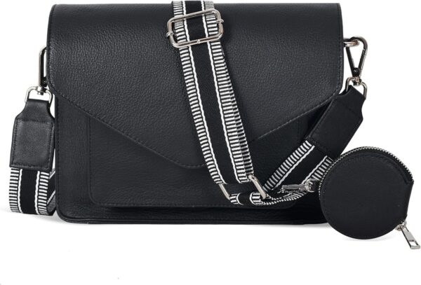 81w9Dbpt06L._AC_SL1500.jpg Leather Flapover Crossbody Handbag Purse for Women with Adjustable Strap & Overflap Snap Closure Tote/Bag