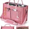 Canvas Tote Bag for Women with Zipper Closure & Individual Compartments for Work College for Teacher & Nurse