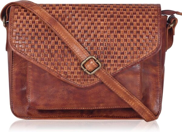 91-1I2rHVDL._AC_SL1500.jpg Leather Flapover Crossbody Handbag Purse for Women with Adjustable Strap & Overflap Snap Closure Tote/Bag