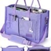 Canvas Tote Bag for Women with Zipper Closure & Individual Compartments for Work College for Teacher & Nurse