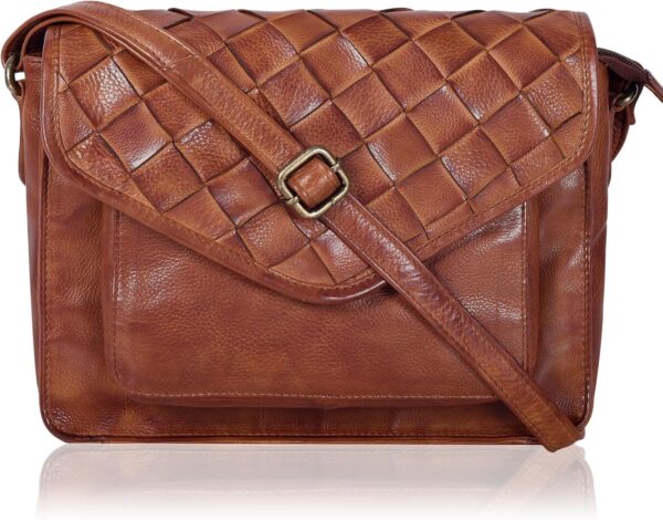 91NLkGfqECL._AC_SL1500.jpg Leather Flapover Crossbody Handbag Purse for Women with Adjustable Strap & Overflap Snap Closure Tote/Bag