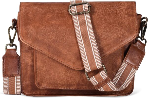 91enCp4jP7L._AC_SL1500.jpg Leather Flapover Crossbody Handbag Purse for Women with Adjustable Strap & Overflap Snap Closure Tote/Bag
