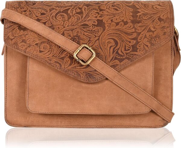 91g7Rgst3fL._AC_SL1500.jpg Leather Flapover Crossbody Handbag Purse for Women with Adjustable Strap & Overflap Snap Closure Tote/Bag